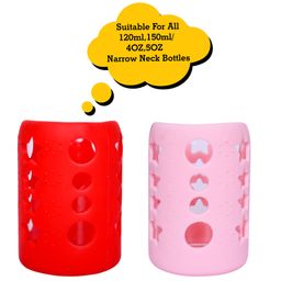 The Little Lookers Silicone Bottle Covers Pack of 2 Pink Red - Fits 120 ml, 150 ml-15