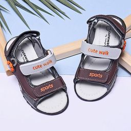 Cute Walk by Babyhug Sandals With Triple Velcro Closure - Brown-image-63