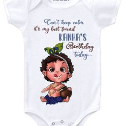 KNITROOT Half Sleeves Best Friend Kanha Print Onesie - White-image-37