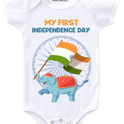 KNITROOT First Independence Print Short Sleeves Onesie - White-image-3