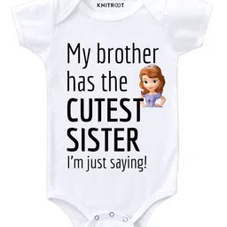 KNITROOT Half Sleeves Cutest Sister Print Onesie - White-picture-29