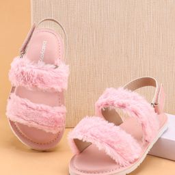 Babyoye Open Toe Sandals Plush Detailing - Pink-picture-22