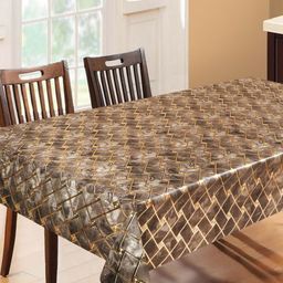 LooMantha Brown Geometric Printed Waterproof Plastic 6-Seater Table Cover-19