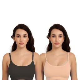 Women Cotton Black,Brown Non Padded Non-Wired Lingerie Bra Sport wear Gym Crop Tank Top-image-99