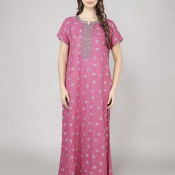 evolove Women Geometric Printed Maxi Nightdress-image-6