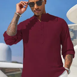 Anouk Mandarin Collar Cotton Straight Short Kurta-image-61