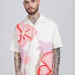 Eszett Men Oversized Fit Floral Printed Cuban Collar Pure Cotton Casual Shirt-picture-29