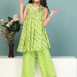 BAESD Girls Leheriya Printed Regular Kurta with Palazzos-image-78