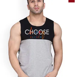 SLOWLORIS Pack Of 2 Printed Combed Cotton Gym Vests VSL26 CMB(CHS BLACKGREY)(JUST MAROON)-picture-4