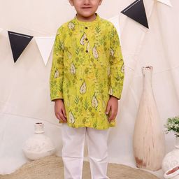 Ka-mee Boys Floral Printed Regular Pure Cotton Kurta with Pyjamas-13