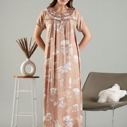 9shines Label Printed Maxi Nightdress-image-79