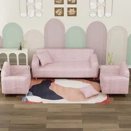 Myntra Elegant Homes Pink Self Design Jacquard 5 Seater Sofa Cover With Arms-image-50