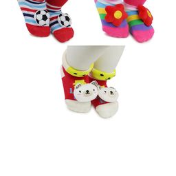 NESKA MODA 6 To 12 Months Baby Set Of 3 Pair Cotton Anti Slip Face Ankle Socks/ Booties-30