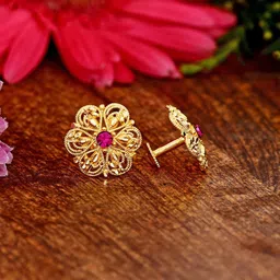 DIVASTRI Gold-Plated Floral Shaped Studs-image-79