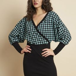 VANGULL Checked Cuffed Sleeve Wrap Dress-picture-12