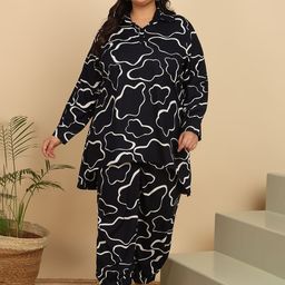 ISHQY Plus Size Printed Pure Cotton Top With Palazzo Co-Ords-picture-6