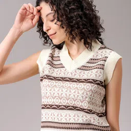 Freehand by The Indian Garage Co Women Geometric Self Design Pullover-picture-18