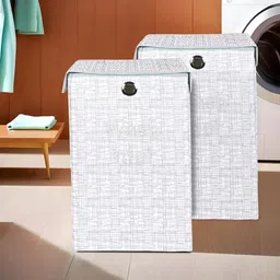 Kuber Industries Grey 2 Pieces Printed Foldable Laundry Bags 75L-98