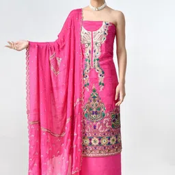 THE WEAVERS SHOP BY RAAVI Floral Embroidered Zardozi Unstitched Dress Material-image-42