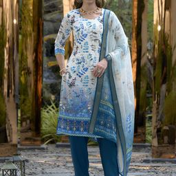 SHREE LAXMINARAYAN EXPORT Women Floral Printed Regular Kurta with Trousers & With Dupatta-3
