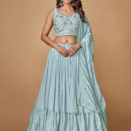 ODETTE Embroidered Sequinned Ready to Wear Lehenga & Blouse With Dupatta-23