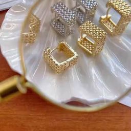DKane Designs Gold-Plated Geometric Shaped Hoop Earrings-17