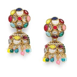 Peora Gold-Plated Crystals Dome Shaped Jhumkas Earrings-image-20