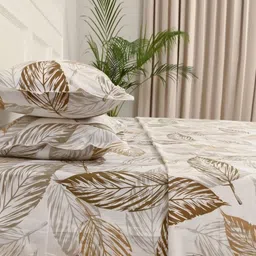 Jaipur Weaves Brown & White Printed 240 TC Queen Cotton Bedsheet Set 2.54 m x 2.75 m-picture-10
