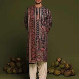KALPRAAG Men Ethnic Motifs Embroidered Regular Sequinned Kurta with Patiala & With Dupatta image 1