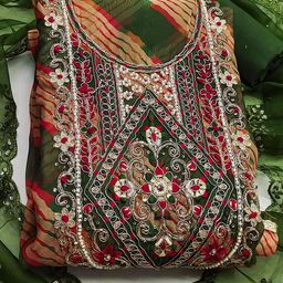 HERE&NOW Floral Embroidered Sequinned Modal Chanderi Unstitched Dress Material-image-68