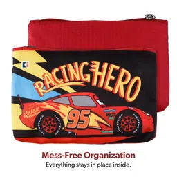 Kuber Industries Kids Set of 2 Racing Hero Square Printed Lightweight Pen & Pencil Pouchs image 2