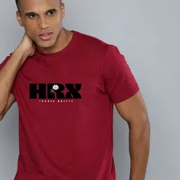 HRX by Hrithik Roshan Maroon Pickleball Sports T-Shirt-image-2