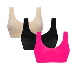 BRAAFEE Pack of 3 Beginners Non Padded Full Coverage Cotton Bra-25