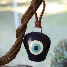 DULI Blue & Brown Evil Eye Printed Cowbell Windchime-29