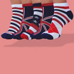 MJE Men Pack Of 5 Patterned Cotton Ankle Length Socks-image-54