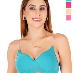 Liigne Pack Of 4 Medium Coverage Lightly Padded T-shirt Bra with Transparent Strap-image-81