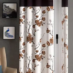 Lunar Days Brown & White Floral Long Door Curtain-55