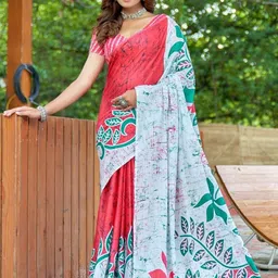 PEENGAX Floral Printed Pure Cotton Bagru Saree-picture-5