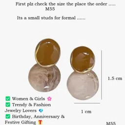 M55 Gold-Plated Artificial Stones Studded Circular Studs image 5