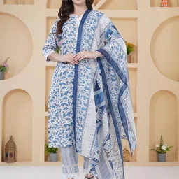 ARSA COUTURE Women Floral Printed Regular Kurta with Trousers And Dupatta-image-13