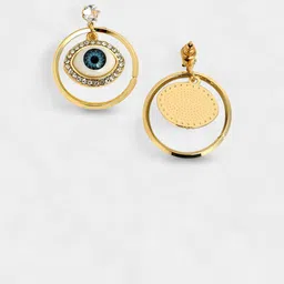 SOHI Set Of 2 Gold-Plated Contemporary Evil Loop Drop Earrings image 3