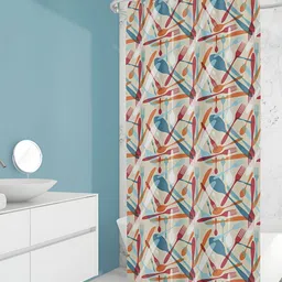 ArtzFolio Beige & Red Printed Waterproof Shower Curtains-image-87