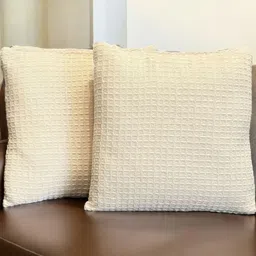 Dolce Casa Set Of 1 Checked Square Waffle Cotton Reversible Cushion Covers-26