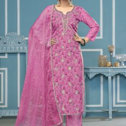 Maroosh Floral Printed Beads And Stones Organza Unstitched Dress Material-image-53