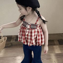 LULU & SKY Girls Checked Top with Trousers-image-30