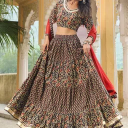 Janasya Printed Ready to Wear Lehenga & Blouse With Dupatta-13