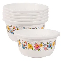 Kuber Industries White 6 Pieces Floral Printed Matte Bath Tub-image-4