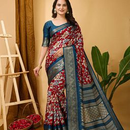 HERE&NOW Floral Zari Art Silk Banarasi Saree-image-79