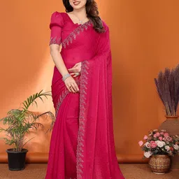 Moda Rapido Embellished Mukaish Poly Chiffon Saree-picture-1