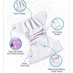 Babyhug Washable & Reusable Cloth Diaper with Inserts - Pack of 2 image 3